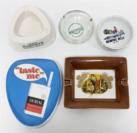6 Assorted Vintage Ash Trays