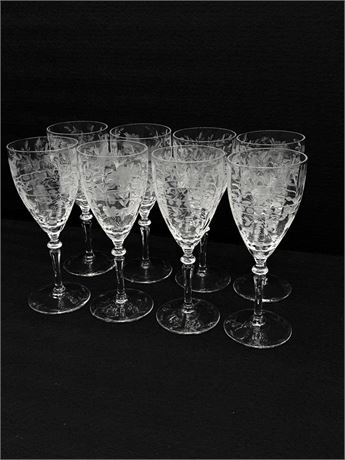 ROCK SHARPE ~ "Anniversary" ~ Set Of 8 Etched Water Goblets