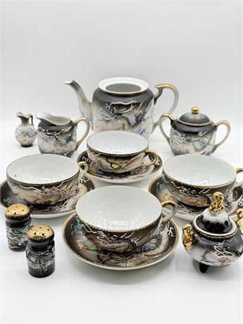Vtg. Japanese Porcelain Moriage (15) Piece Set