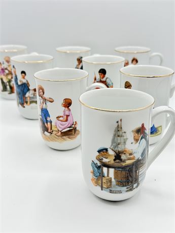 NORMAN ROCKWELL ~ Vtg. Museum Coffee Cups Mugs Set of 8