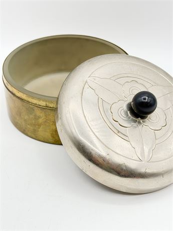 CHASE ~ Art Deco Metal Powder / Trinket Box