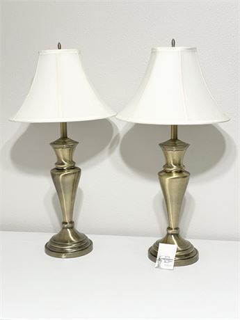 STIFFEL ~ 2 Brushed Brass Table Lamps