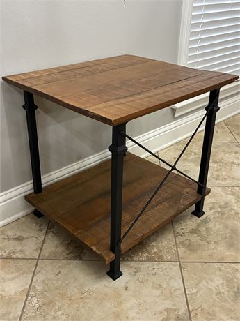 Wooden & Metal Rustic Side Table