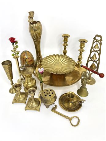 Unique Brass Lot of Bells, Bowls, Vases, and More