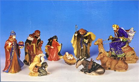 10pc Ceramic Nativity Scene with Original Box