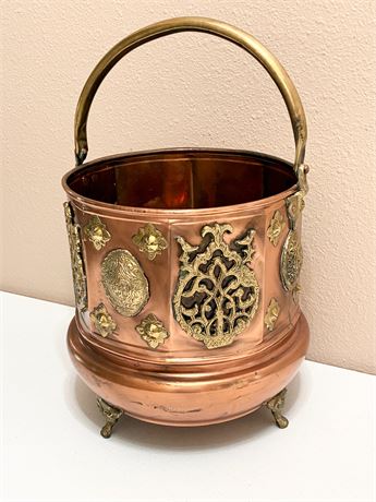 Copper & Brass Coal Scuttle / Planter