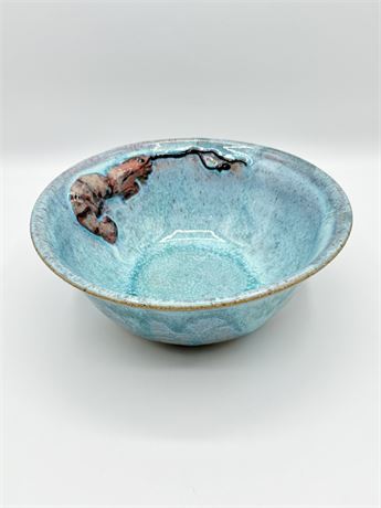 Handmade Glazed Pottery Bowl With Shrimp