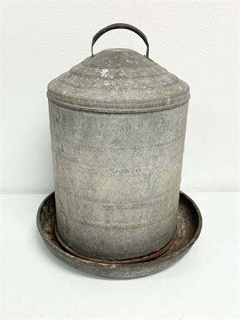 Vintage Galvanized Metal Chicken Feeder