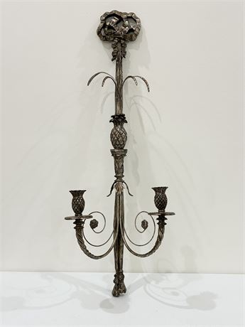 MAC SCULPTURE INC ~ Large Distressed Finish Metal Wall Candle Sconce