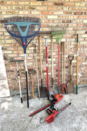 Outdoor Yard Tool Lot with Power Tools