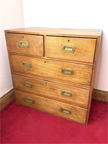 Vintage Stacked Chest of Drawers with Brass Hardware