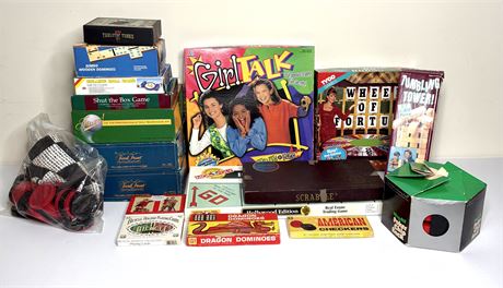 Lot of 15 Board Games Including Monopoly, Trivial Pursuit, Dominoes, and More