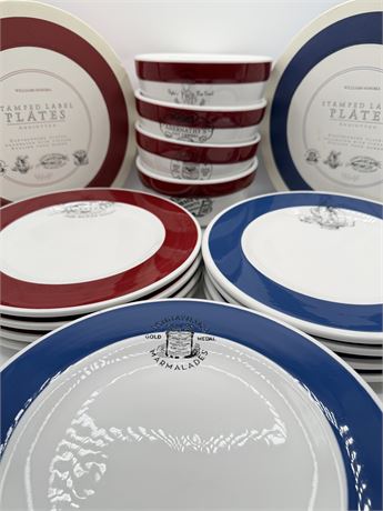 WILLIAMS-SONOMA ~ Stamped Label Plates & Bowls ~ 16 Total Pieces
