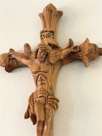 Hand Carved Solid Wood Crucifix