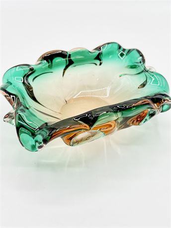 Vtg. Candy Dish / Ashtray Art Glass
