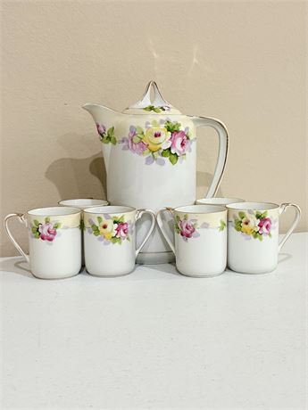 NIPPON ~ Hand-Painted Porcelain Pot & Cup Service