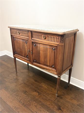 Vintage Louis XVI-Style Marble-Top Sideboard W/ Original Hardware