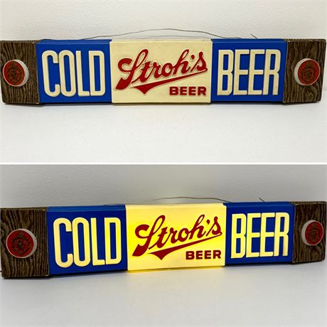 STROH’S ~ (1) Vtg. Cold Beer Lighted Bar Sign