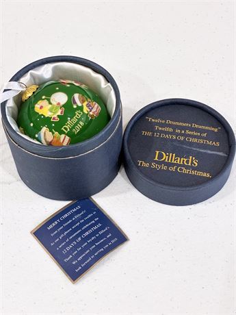 DILLARD’S ~ 12 Days of Christmas ~ 12 Drummers Drummong Glass Ornament
