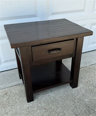 Rustic Solid Wood Side Table with Drawer