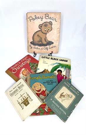 Lot of 6 Vintage Children’s Books - Little Black Sambo, Miss Moppet