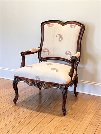 CENTURY FURN. ~ Solid Wood Carved Upholstered Accent Chair