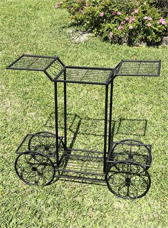 Black Metal Flower Stand Cart