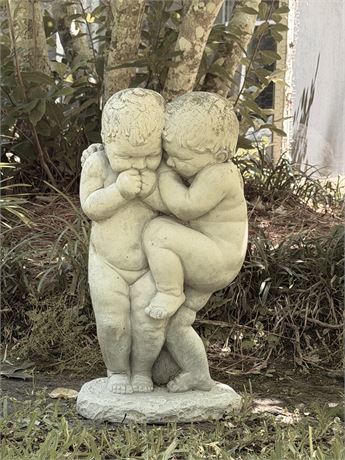 20” Twin Cherubs Concrete Garden Statue
