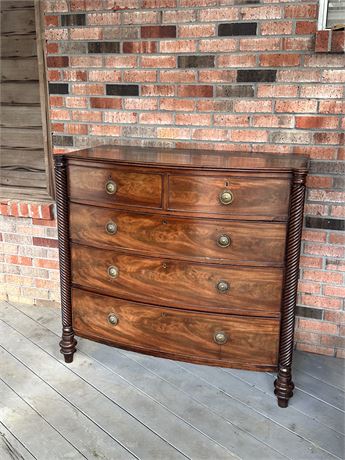 Mahogany Bow Front 5 Drawer Chest