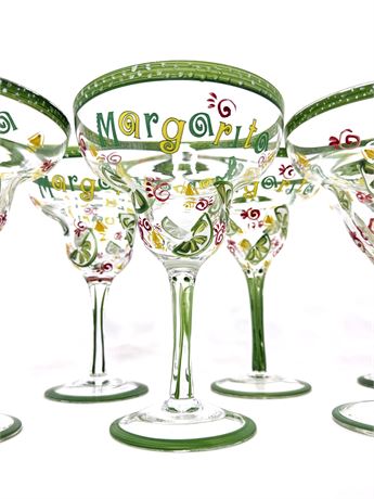 Set of 6 Hand Painted Margarita Glasses