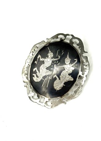 MCM Sterling Silver Niello Brooch from Thailand