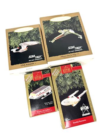 Set of 4 Hallmark STAR TREK Keepsake Ornaments - 1990's