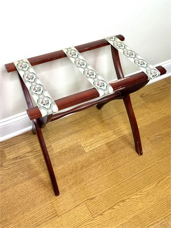 Vintage Wood Frame Floral Luggage Rack