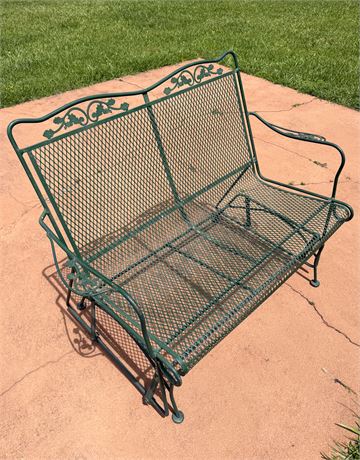 Green Wrought Iron Glider