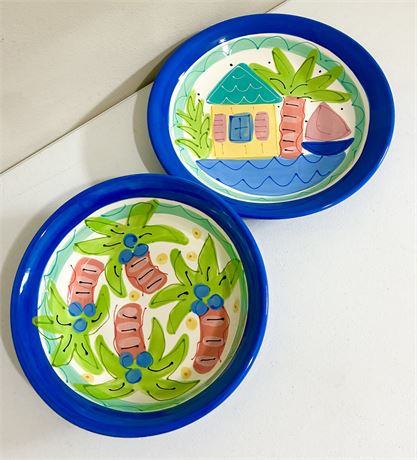 SUSAN PAINTER ~ Hand-Painted Ceramic Bowl & Platter Set