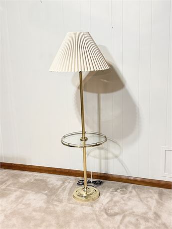Brass Finish Floor Lamp With Glass Table
