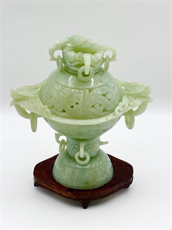 Chinese Jade Incense Burner W/ Stand