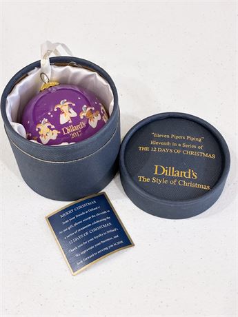 DILLARD’S ~ 12 Days of Christmas ~ 11 Pipers Piping Glass Ornament