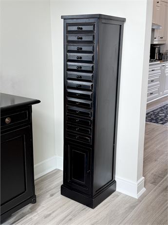 *SLIDELL LOCATION* ~ Black Distressed Wood Jewelry / Lingerie Armoire