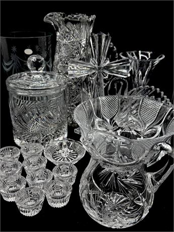 Crystal & Cut Glass Lot Of (18) Assorted Pieces