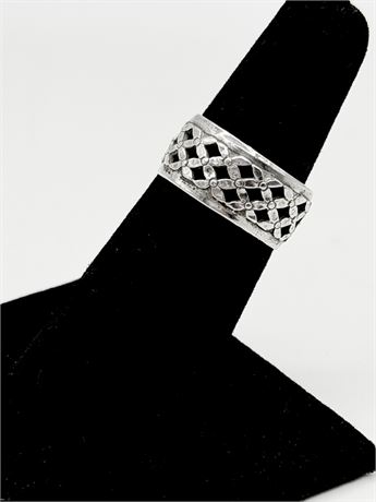 Sterling Silver Basket Weave Band Ring - Size 6