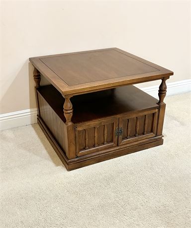 Solid Wood Two-Tier Square End Table