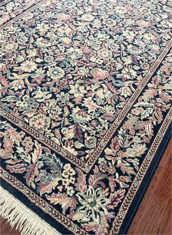 Navy Floral Design Area Rug