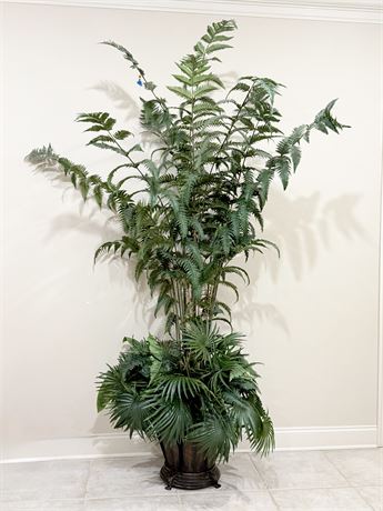 7’ Faux Fern Tree In Metal Planter