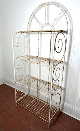 Off White Wrought Iron Shelf with Patina
