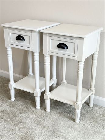 Pair (2) ~ Farmhouse Style Solid Wood Side Tables