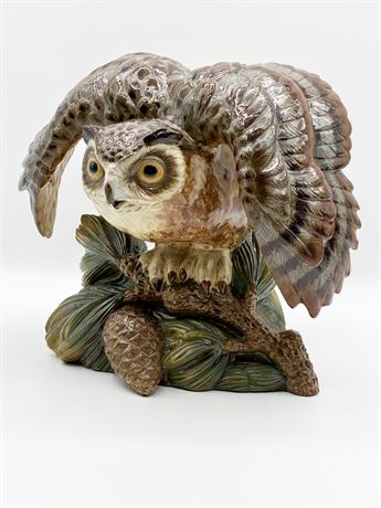 LLADRÓ ~ “Eagle-Owl ~ Porcelain Sculpture by Antonio Ballester