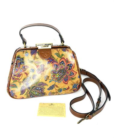 Patricia Nash Gracchi Floral Leather Satchel Handbag With Detachable Strap