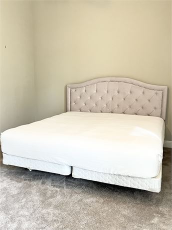 ABBYSON LIVING ~ Tufted Upholstered King Bed With Nailhead Trim