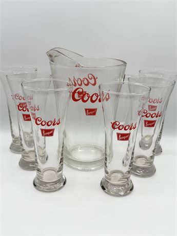 COORS ~ Banquet ~ Pitcher & (6) Pilsner Glasses